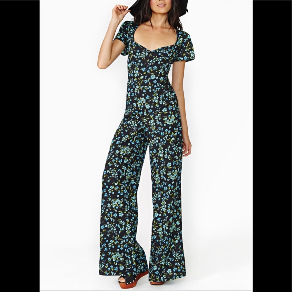 Reformation Mariner Blue floral Jumpsuit